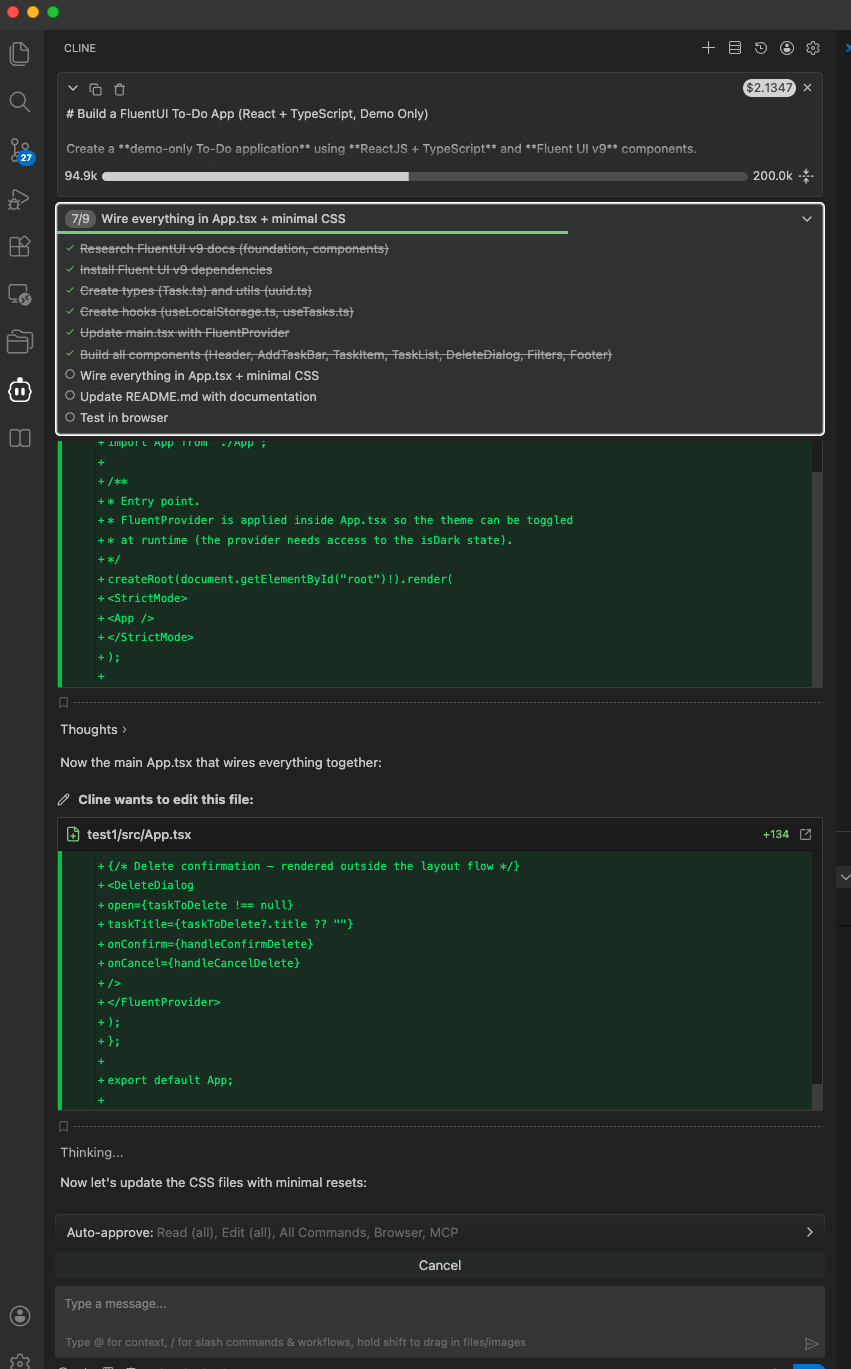 To-Do app — main task list