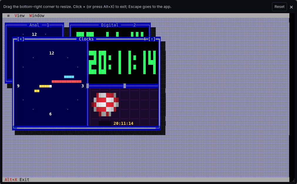 Amiga-inspired analog, digital, and boing-ball clock windows