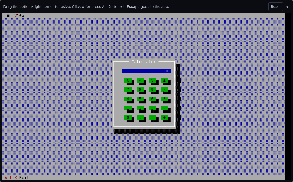 Working pocket calculator in a JSVision window